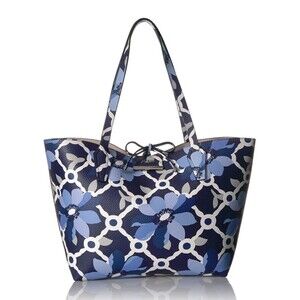 GUESS Bobbi Floral Inside Out Tote Handbag Navy Blue White Reversible Everyday